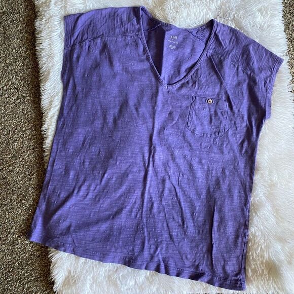 J Jill Easy V-neck Tee Cotton Purple Top Women’s Size XS - Picture 1 of 5